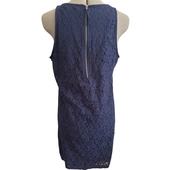 Cotton On Navy Sleeveless Lace Overlay Shift Mini Dress Womens Size L - Picture 3 of 11